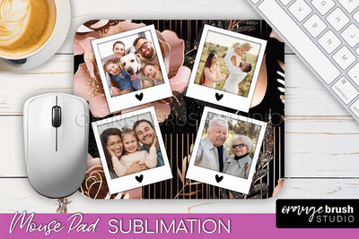 Flowers Photo Frame Mouse Pad Sublimation, Add Your Picture Sublimation OrangeBrushStudio 