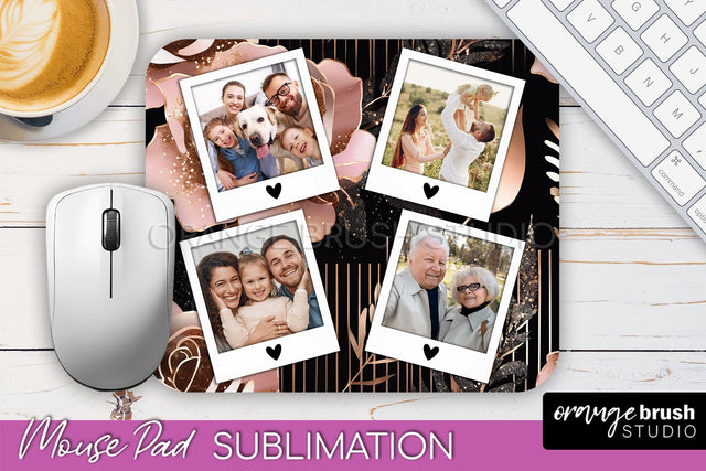 Flowers Photo Frame Mouse Pad Sublimation, Add Your Picture Sublimation OrangeBrushStudio 