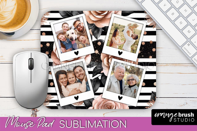 Flowers Photo Frame Mouse Pad Sublimation, Add Your Picture Sublimation OrangeBrushStudio 