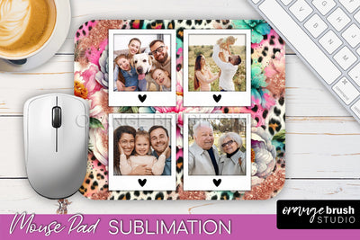 Flowers Photo Frame Mouse Pad Sublimation, Add Your Picture Sublimation OrangeBrushStudio 