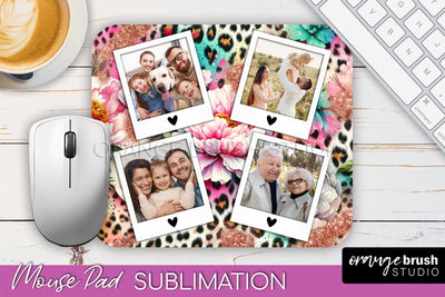 Flowers Photo Frame Mouse Pad Sublimation, Add Your Picture Sublimation OrangeBrushStudio 