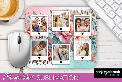 Flowers Photo Frame Mouse Pad Sublimation, Add Your Picture Sublimation OrangeBrushStudio 