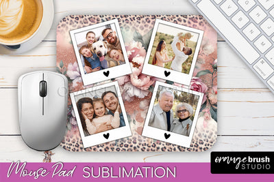 Flowers Photo Frame Mouse Pad Sublimation, Add Your Picture Sublimation OrangeBrushStudio 