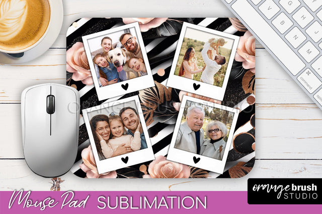 Flowers Photo Frame Mouse Pad Sublimation, Add Your Picture Sublimation OrangeBrushStudio 