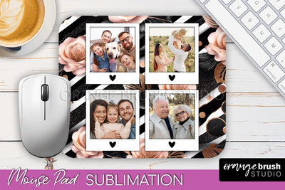 Flowers Photo Frame Mouse Pad Sublimation, Add Your Picture Sublimation OrangeBrushStudio 