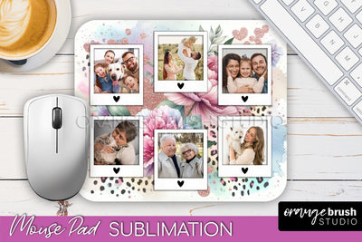 Flowers Photo Frame Mouse Pad Sublimation, Add Your Picture Sublimation OrangeBrushStudio 