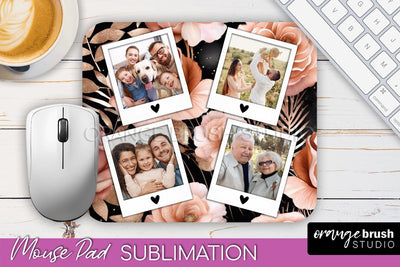 Flowers Photo Frame Mouse Pad Sublimation, Add Your Picture Sublimation OrangeBrushStudio 