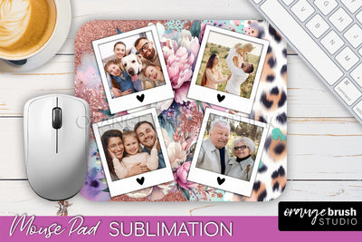 Flowers Photo Frame Mouse Pad Sublimation, Add Your Picture Sublimation OrangeBrushStudio 