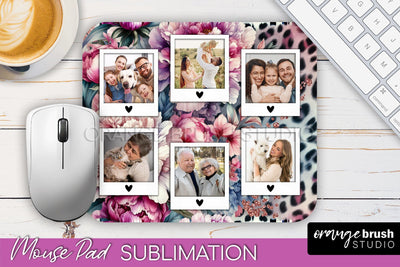 Flowers Photo Frame Mouse Pad Sublimation, Add Your Picture Sublimation OrangeBrushStudio 