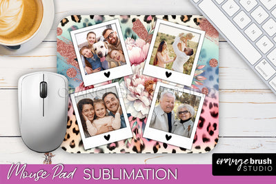 Flowers Photo Frame Mouse Pad Sublimation, Add Your Picture Sublimation OrangeBrushStudio 