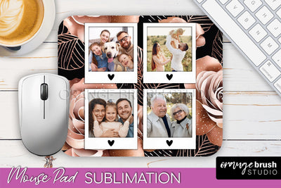 Flowers Photo Frame Mouse Pad Sublimation, Add Your Picture Sublimation OrangeBrushStudio 