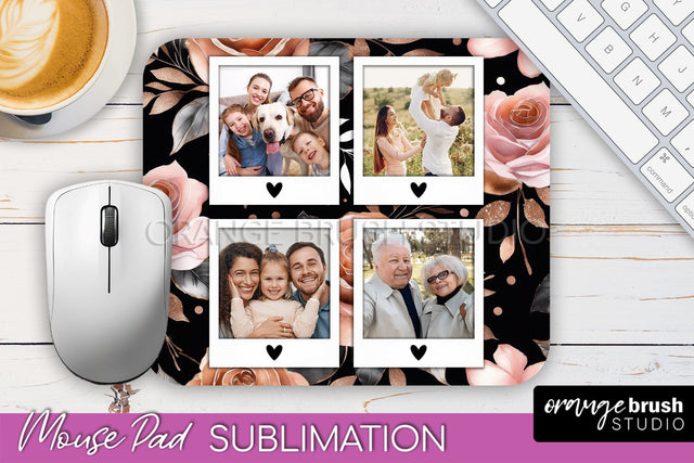 Flowers Photo Frame Mouse Pad Sublimation, Add Your Picture Sublimation OrangeBrushStudio 