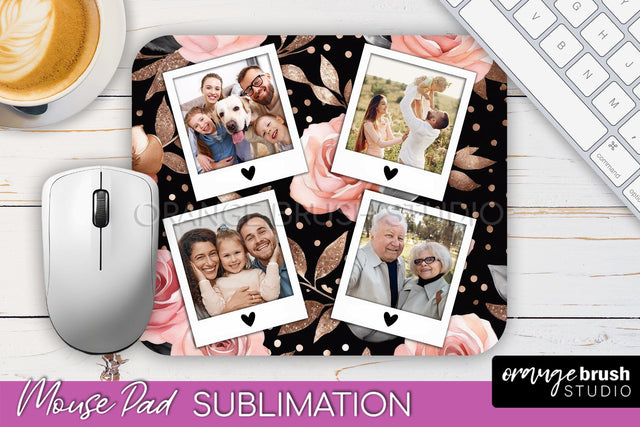 Flowers Photo Frame Mouse Pad Sublimation, Add Your Picture Sublimation OrangeBrushStudio 
