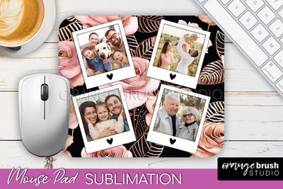Flowers Photo Frame Mouse Pad Sublimation, Add Your Picture Sublimation OrangeBrushStudio 