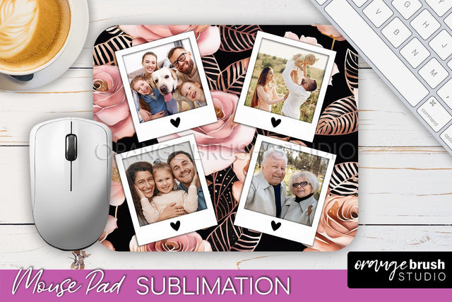 Flowers Photo Frame Mouse Pad Sublimation, Add Your Picture Sublimation OrangeBrushStudio 