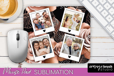 Flowers Photo Frame Mouse Pad Sublimation, Add Your Picture Sublimation OrangeBrushStudio 