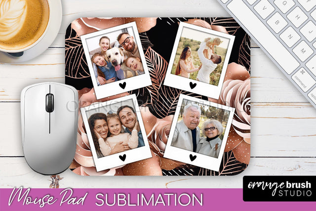 Flowers Photo Frame Mouse Pad Sublimation, Add Your Picture Sublimation OrangeBrushStudio 