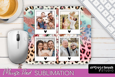 Flowers Photo Frame Mouse Pad Sublimation, Add Your Picture Sublimation OrangeBrushStudio 