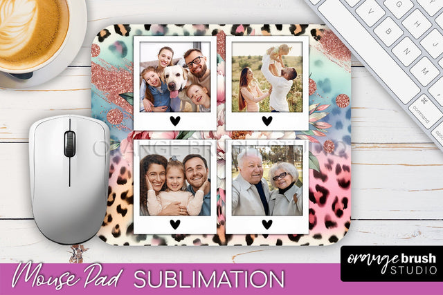 Flowers Photo Frame Mouse Pad Sublimation, Add Your Picture Sublimation OrangeBrushStudio 