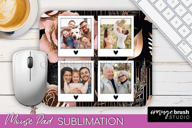 Flowers Photo Frame Mouse Pad Sublimation, Add Your Picture Sublimation OrangeBrushStudio 