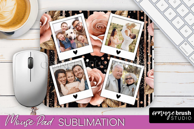 Flowers Photo Frame Mouse Pad Sublimation, Add Your Picture Sublimation OrangeBrushStudio 
