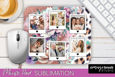 Flowers Photo Frame Mouse Pad Sublimation, Add Your Picture Sublimation OrangeBrushStudio 