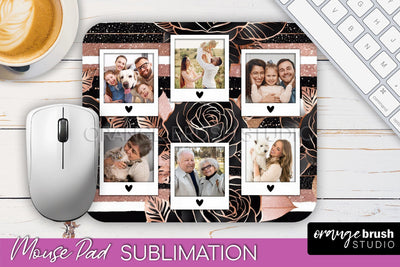 Flowers Photo Frame Mouse Pad Sublimation, Add Your Picture Sublimation OrangeBrushStudio 