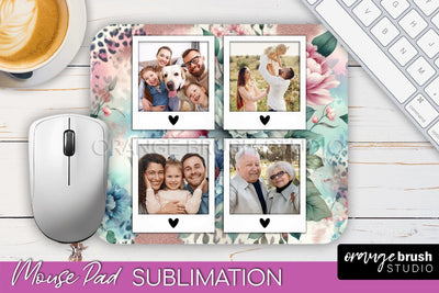 Flowers Photo Frame Mouse Pad Sublimation, Add Your Picture Sublimation OrangeBrushStudio 