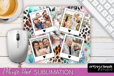 Flowers Photo Frame Mouse Pad Sublimation, Add Your Picture Sublimation OrangeBrushStudio 
