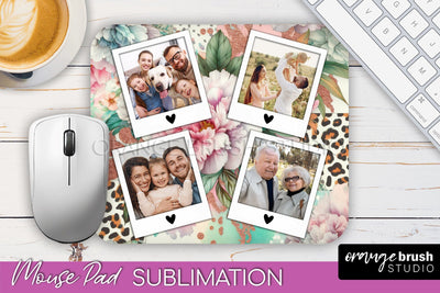 Flowers Photo Frame Mouse Pad Sublimation, Add Your Picture Sublimation OrangeBrushStudio 