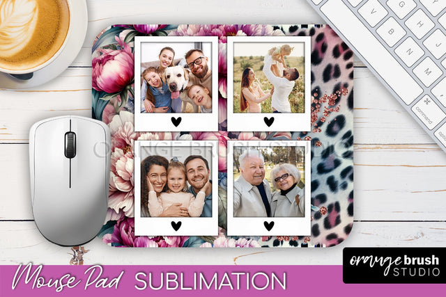 Flowers Photo Frame Mouse Pad Sublimation, Add Your Picture Sublimation OrangeBrushStudio 
