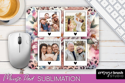 Flowers Photo Frame Mouse Pad Sublimation, Add Your Picture Sublimation OrangeBrushStudio 