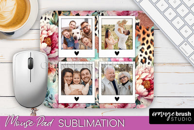 Flowers Photo Frame Mouse Pad Sublimation, Add Your Picture Sublimation OrangeBrushStudio 