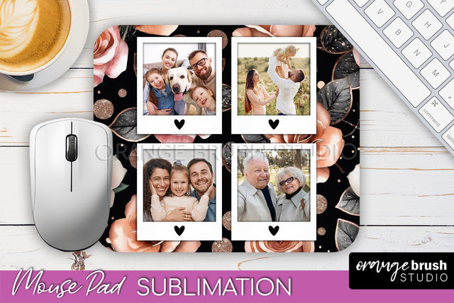 Flowers Photo Frame Mouse Pad Sublimation, Add Your Picture Sublimation OrangeBrushStudio 