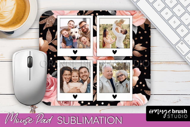 Flowers Photo Frame Mouse Pad Sublimation, Add Your Picture Sublimation OrangeBrushStudio 