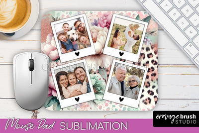 Flowers Photo Frame Mouse Pad Sublimation, Add Your Picture Sublimation OrangeBrushStudio 