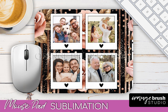 Flowers Photo Frame Mouse Pad Sublimation, Add Your Picture Sublimation OrangeBrushStudio 