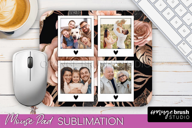 Flowers Photo Frame Mouse Pad Sublimation, Add Your Picture Sublimation OrangeBrushStudio 