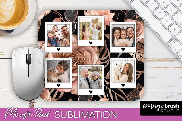 Flowers Photo Frame Mouse Pad Sublimation, Add Your Picture Sublimation OrangeBrushStudio 