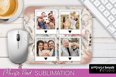 Flowers Photo Frame Mouse Pad Sublimation, Add Your Picture Sublimation OrangeBrushStudio 