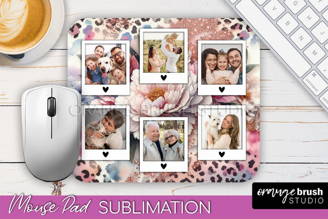Flowers Photo Frame Mouse Pad Sublimation, Add Your Picture Sublimation OrangeBrushStudio 