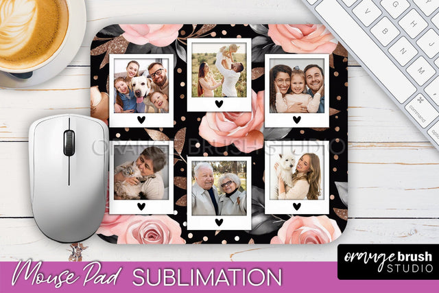 Flowers Photo Frame Mouse Pad Sublimation, Add Your Picture Sublimation OrangeBrushStudio 