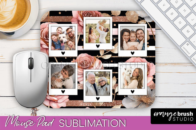 Flowers Photo Frame Mouse Pad Sublimation, Add Your Picture Sublimation OrangeBrushStudio 