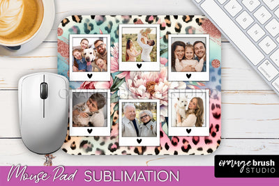 Flowers Photo Frame Mouse Pad Sublimation, Add Your Picture Sublimation OrangeBrushStudio 