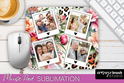 Flowers Photo Frame Mouse Pad Sublimation, Add Your Picture Sublimation OrangeBrushStudio 
