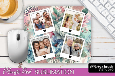 Flowers Photo Frame Mouse Pad Sublimation, Add Your Picture Sublimation OrangeBrushStudio 