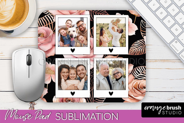Flowers Photo Frame Mouse Pad Sublimation, Add Your Picture Sublimation OrangeBrushStudio 