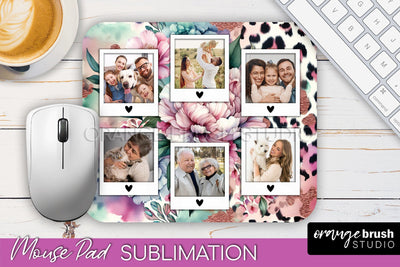 Flowers Photo Frame Mouse Pad Sublimation, Add Your Picture Sublimation OrangeBrushStudio 