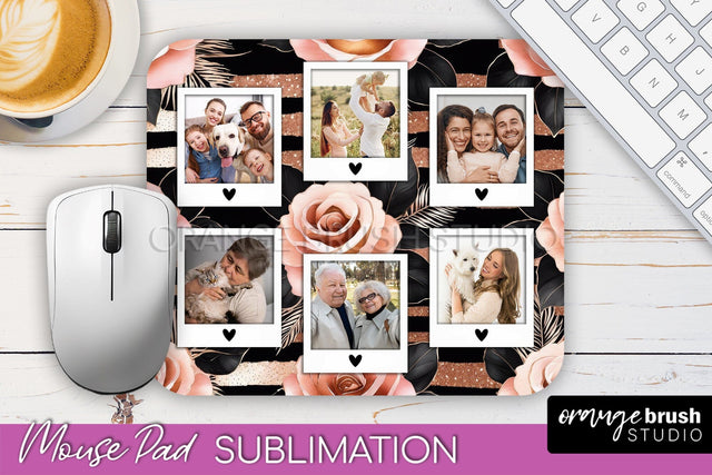 Flowers Photo Frame Mouse Pad Sublimation, Add Your Picture Sublimation OrangeBrushStudio 