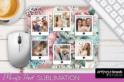 Flowers Photo Frame Mouse Pad Sublimation, Add Your Picture Sublimation OrangeBrushStudio 